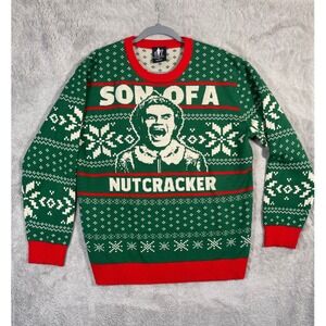 Elf "Son of a Nutcracker" Ugly Christmas Sweater Green/Red Mens XL Holiday
